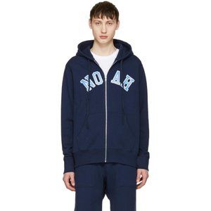 Noah NYC Navy Logo Zip Hoodie Men's L